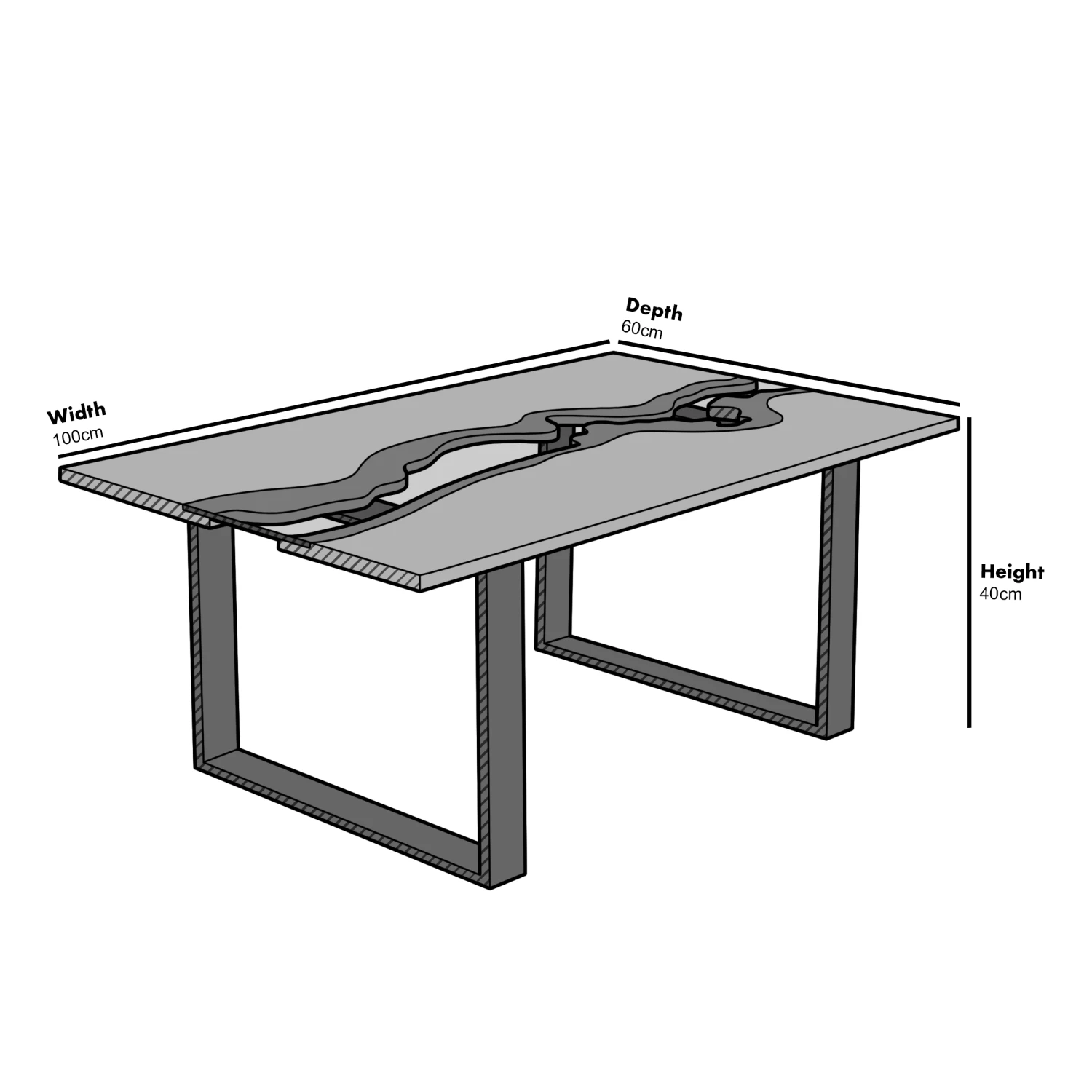 Kelonwa River Effect Solid Oak And Inset Glass Coffee Table 8 Kelonwa River Effect Solid Oak And Inset Glass Coffee Table - Image 6