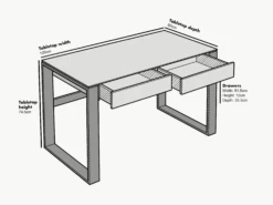 Heather Solid Oak And Matt White Large 2 Drawer Desk -FINZ Furniture Shop BSD 033 Grey