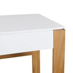 Heather Solid Oak And Matt White Large 2 Drawer Desk -FINZ Furniture Shop BSD 033 detail2