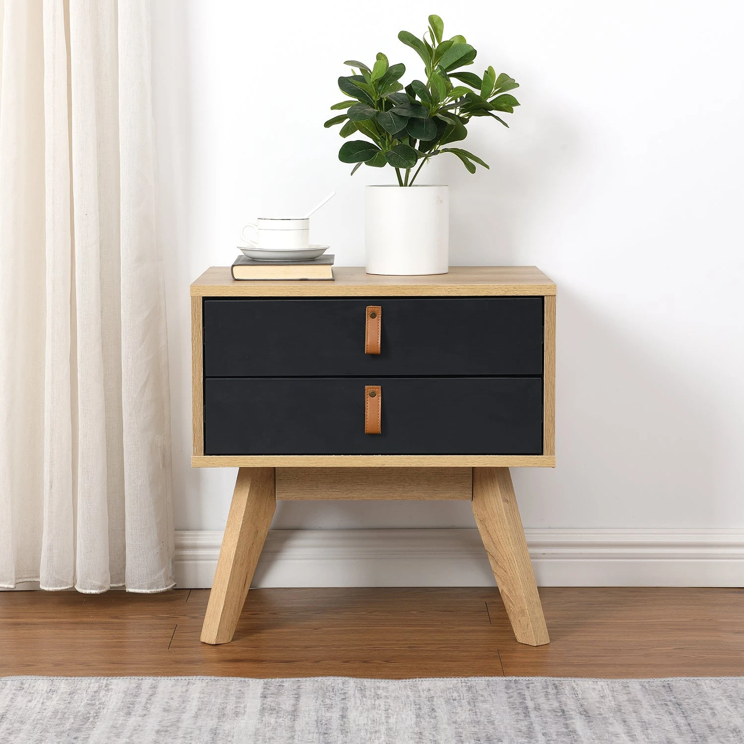 Tallis Two Tone Bedside Table With 2 Drawers 4 Tallis Two Tone Bedside Table With 2 Drawers - Image 2
