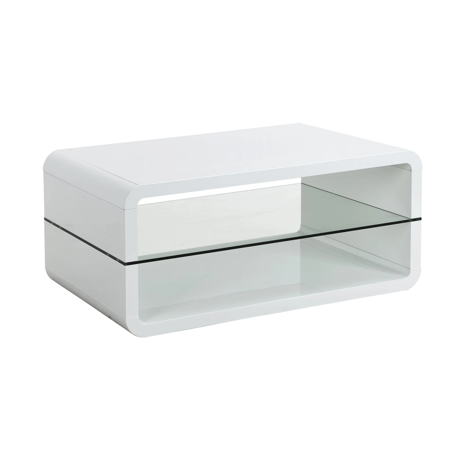 Lucent White High Gloss And Glass Shelf Coffee Table 5 Lucent White High Gloss And Glass Shelf Coffee Table - Image 3