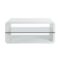 Lucent White High Gloss And Glass Shelf Coffee Table 13 Lucent White High Gloss And Glass Shelf Coffee Table -FINZ Furniture Shop BSD 035 3