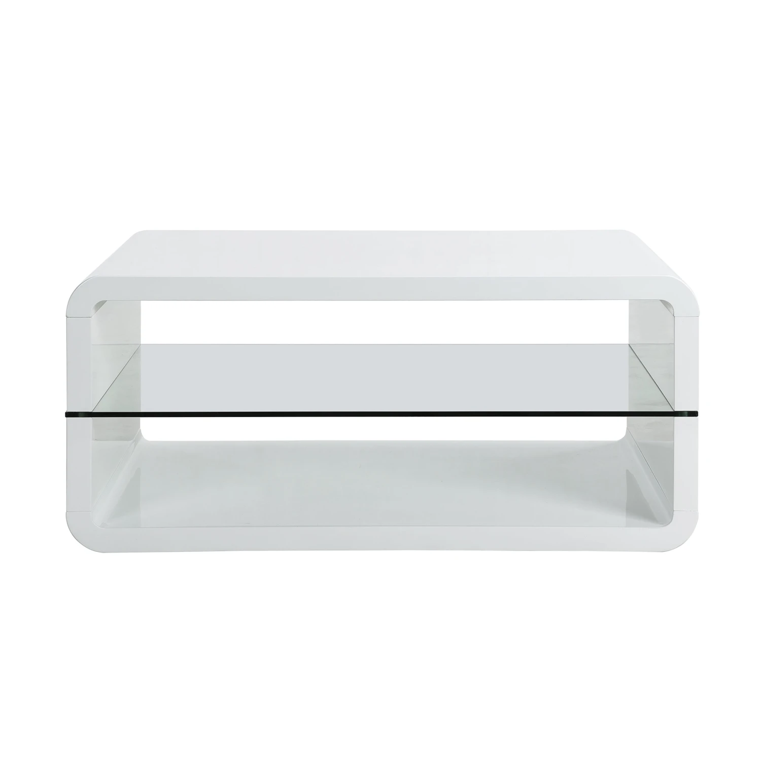 Lucent White High Gloss And Glass Shelf Coffee Table 6 Lucent White High Gloss And Glass Shelf Coffee Table - Image 4