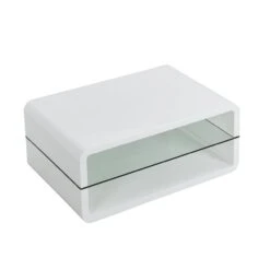 Lucent White High Gloss And Glass Shelf Coffee Table 15 Lucent White High Gloss And Glass Shelf Coffee Table -FINZ Furniture Shop BSD 035 4