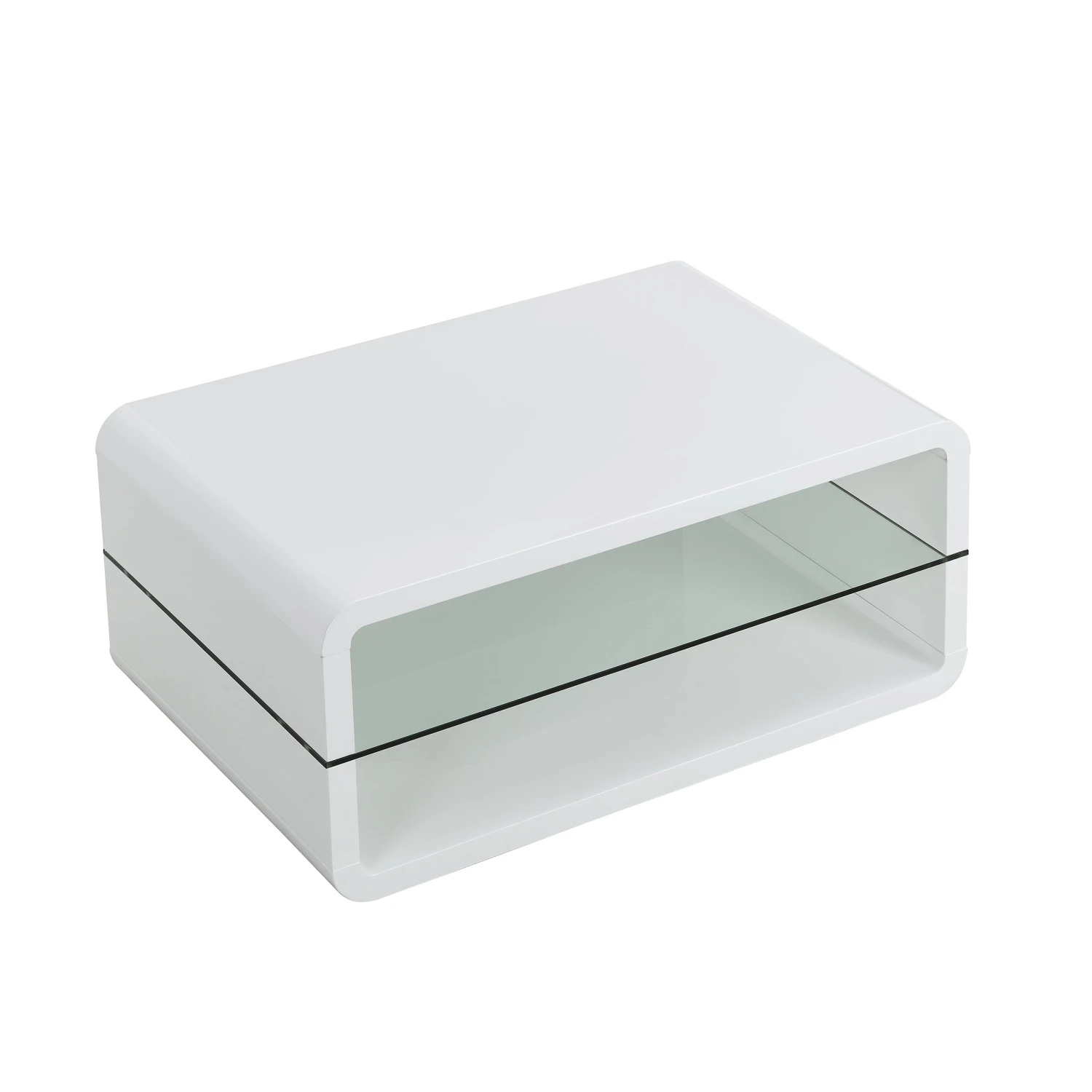 Lucent White High Gloss And Glass Shelf Coffee Table 8 Lucent White High Gloss And Glass Shelf Coffee Table - Image 6
