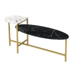 Sarina Black & White Marble Effect Oval Coffee Table 15 Sarina Black & White Marble Effect Oval Coffee Table -FINZ Furniture Shop BSD 057 2
