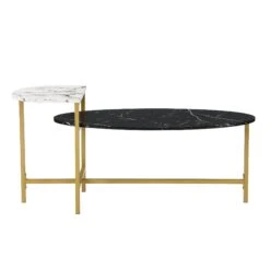 Sarina Black & White Marble Effect Oval Coffee Table 16 Sarina Black & White Marble Effect Oval Coffee Table -FINZ Furniture Shop BSD 057 3