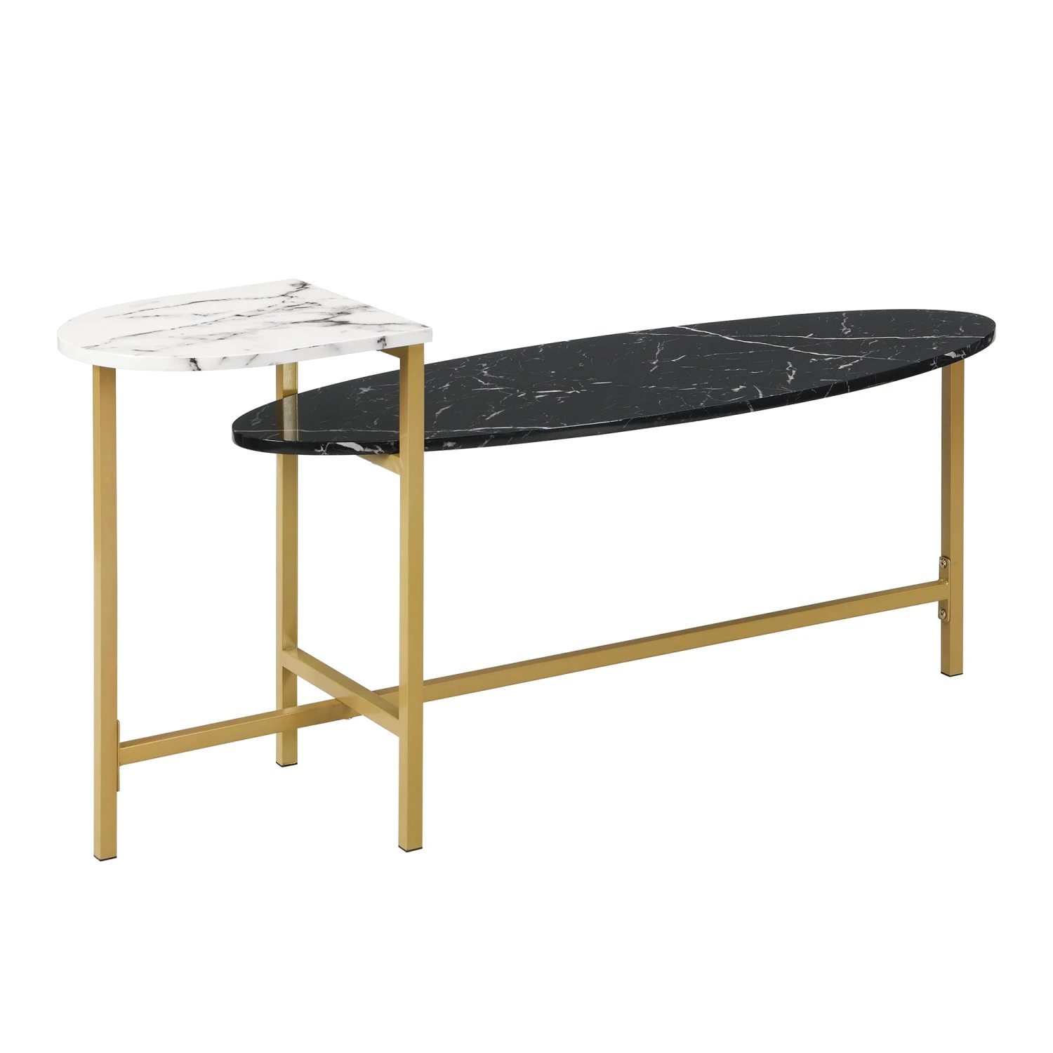 Sarina Black & White Marble Effect Oval Coffee Table 7 Sarina Black & White Marble Effect Oval Coffee Table - Image 5