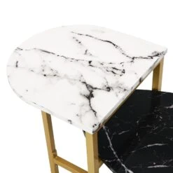 Sarina Black & White Marble Effect Oval Coffee Table 20 Sarina Black & White Marble Effect Oval Coffee Table -FINZ Furniture Shop BSD 057 detail1