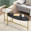 Sarina Black & White Marble Effect Oval Coffee Table