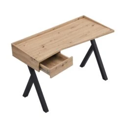 Lytton 1-Drawer Oak Effect Desk With Angled Desk Top 22 Lytton 1-Drawer Oak Effect Desk With Angled Desk Top -FINZ Furniture Shop BSD 060 6