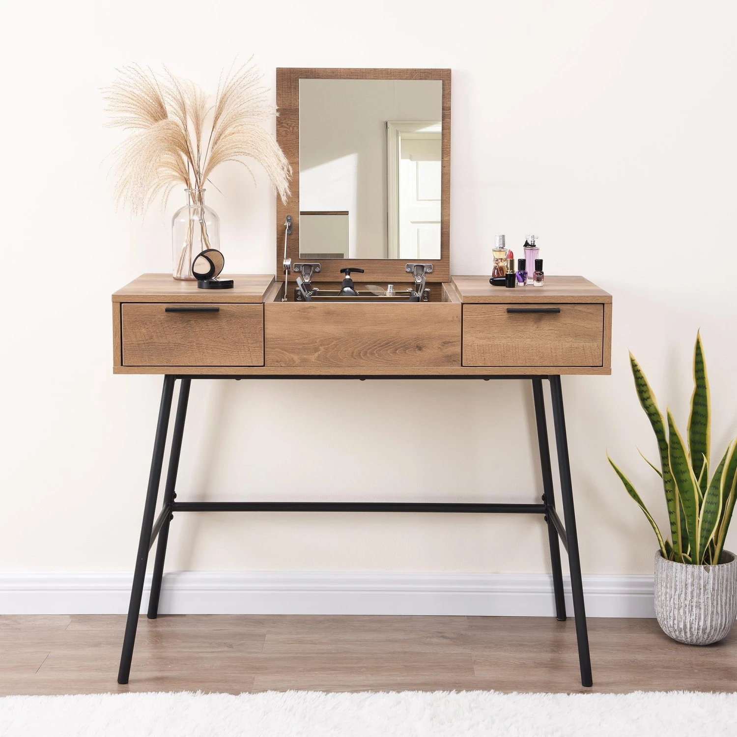 Selwyn Oak Effect Console Dressing Table 4 Selwyn Oak Effect Console Dressing Table - Image 2