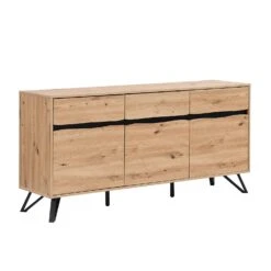 Weston Oak Effect 3 Door 3 Drawer Large Sideboard -FINZ Furniture Shop BSD 077 OAK 2