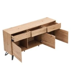Weston Oak Effect 3 Door 3 Drawer Large Sideboard -FINZ Furniture Shop BSD 077 OAK 4