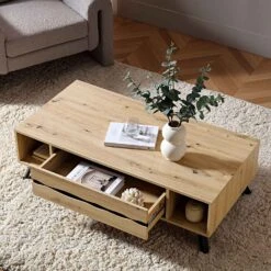 Weston Oak Effect Coffee Table 15 Weston Oak Effect Coffee Table -FINZ Furniture Shop BSD 079 OAK scene3
