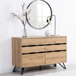 Weston Oak Effect 6 Drawer Chest Of Drawers 19 Weston Oak Effect 6 Drawer Chest Of Drawers -FINZ Furniture Shop BSD 080 OAK scene1