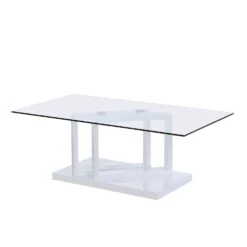 Lucent White High Gloss And Glass Top Coffee Table 15 Lucent White High Gloss And Glass Top Coffee Table -FINZ Furniture Shop BSD 083 WHITE 2