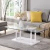 Lucent White High Gloss And Glass Top Coffee Table 1 Lucent White High Gloss And Glass Top Coffee Table -FINZ Furniture Shop BSD 083 WHITE main