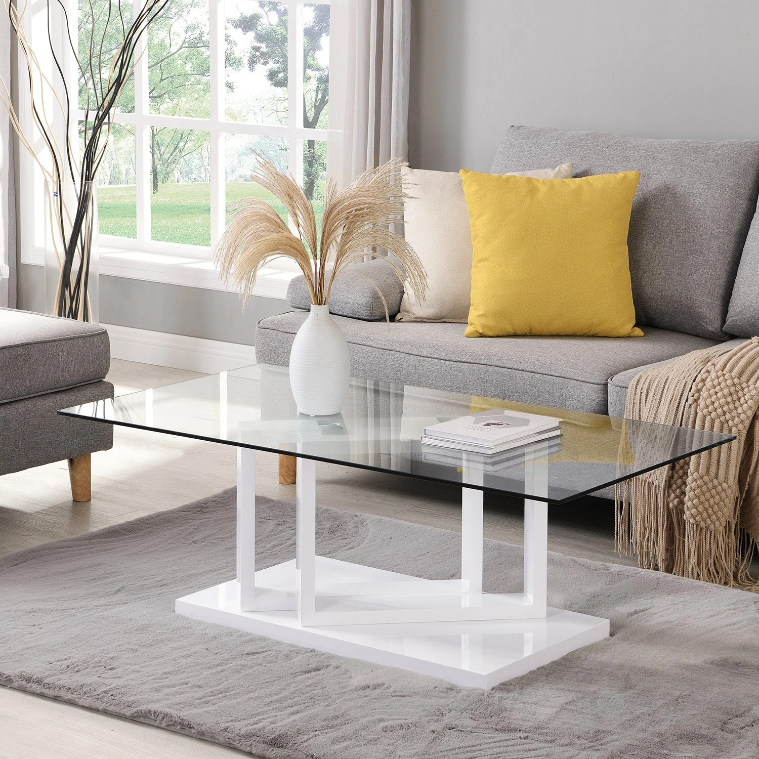 Lucent White High Gloss And Glass Top Coffee Table 3 Lucent White High Gloss And Glass Top Coffee Table