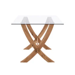Lugano 160cm Rectangular Glass Top Solid Oak Legs Dining Table 14 Lugano 160cm Rectangular Glass Top Solid Oak Legs Dining Table -FINZ Furniture Shop BSD 088 3