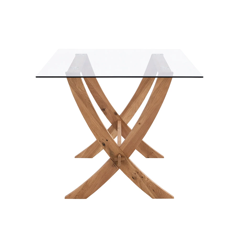 Lugano 160cm Rectangular Glass Top Solid Oak Legs Dining Table 6 Lugano 160cm Rectangular Glass Top Solid Oak Legs Dining Table - Image 4
