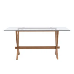 Lugano 160cm Rectangular Glass Top Solid Oak Legs Dining Table 16 Lugano 160cm Rectangular Glass Top Solid Oak Legs Dining Table -FINZ Furniture Shop BSD 088 4