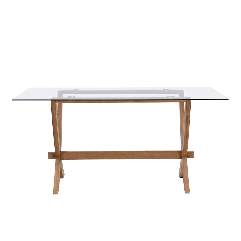 Lugano 160cm Rectangular Glass Top Solid Oak Legs Dining Table 8 Lugano 160cm Rectangular Glass Top Solid Oak Legs Dining Table - Image 6