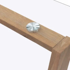 Lugano 160cm Rectangular Glass Top Solid Oak Legs Dining Table 18 Lugano 160cm Rectangular Glass Top Solid Oak Legs Dining Table -FINZ Furniture Shop BSD 088 detail2