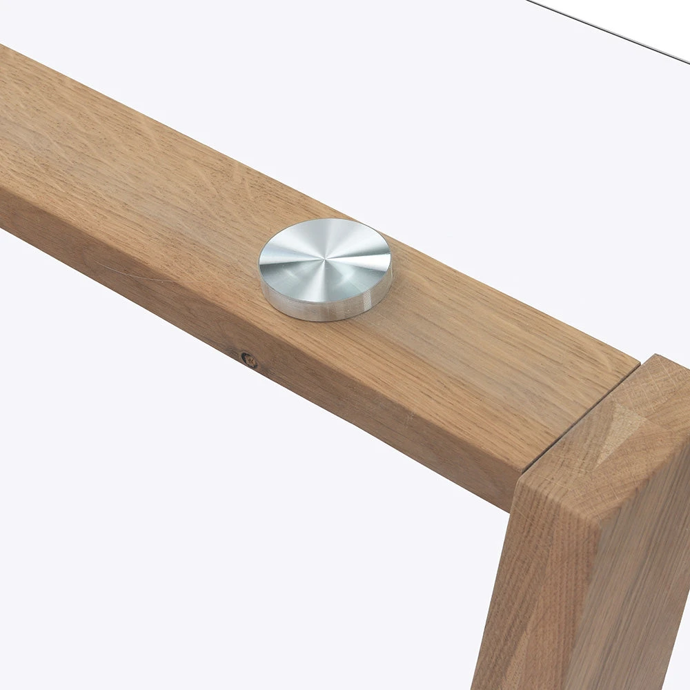 Lugano 160cm Rectangular Glass Top Solid Oak Legs Dining Table 10 Lugano 160cm Rectangular Glass Top Solid Oak Legs Dining Table - Image 8