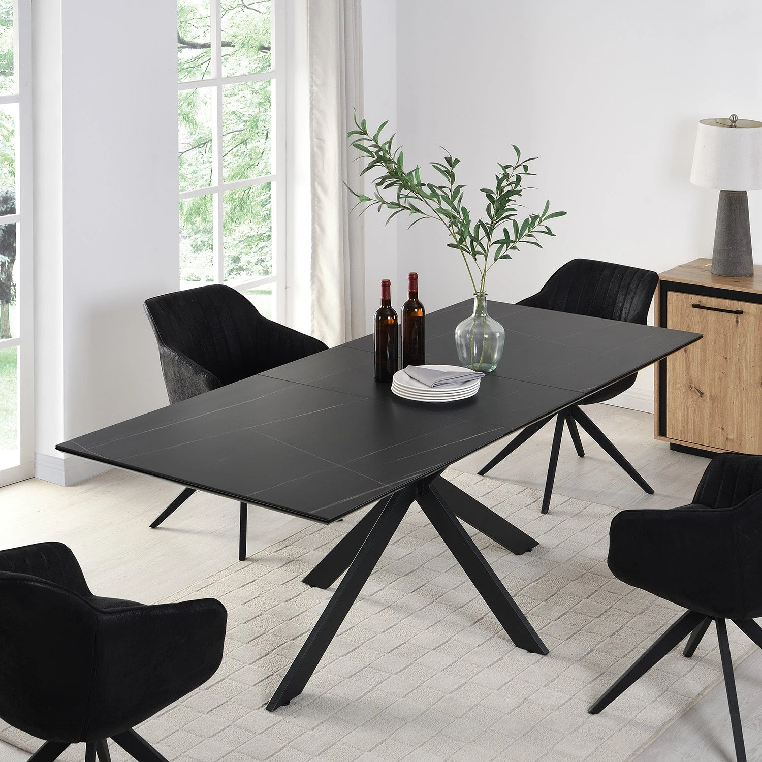 Varden Black Ceramic Extending Dining Table 3 Varden Black Ceramic Extending Dining Table