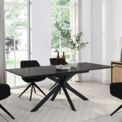 Varden Black Ceramic Extending Dining Table 16 Varden Black Ceramic Extending Dining Table -FINZ Furniture Shop BSD 094 BLACK scene1