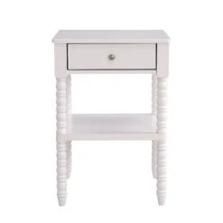 Aldwinke Beige Bobbin 1 Drawer Side Table 14 Aldwinke Beige Bobbin 1 Drawer Side Table -FINZ Furniture Shop BSD 097 BEIGE WB1