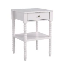Aldwinke Beige Bobbin 1 Drawer Side Table 16 Aldwinke Beige Bobbin 1 Drawer Side Table -FINZ Furniture Shop BSD 097 BEIGE WB2