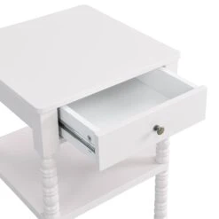 Aldwinke Beige Bobbin 1 Drawer Side Table 19 Aldwinke Beige Bobbin 1 Drawer Side Table -FINZ Furniture Shop BSD 097 BEIGE detail1