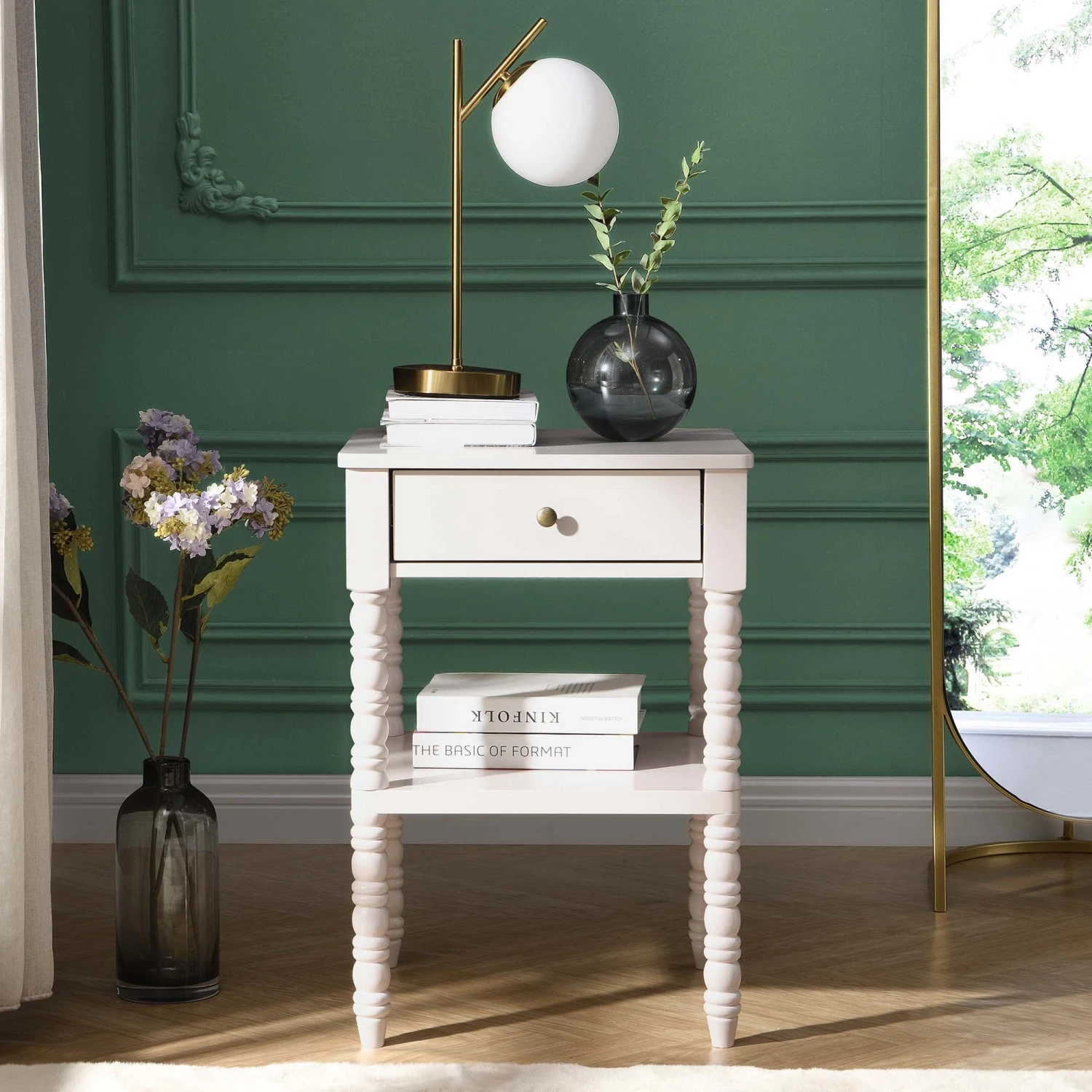 Aldwinke Beige Bobbin 1 Drawer Side Table 4 Aldwinke Beige Bobbin 1 Drawer Side Table - Image 2