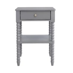 Aldwinke Dark Grey Bobbin 1 Drawer Side Table 14 Aldwinke Dark Grey Bobbin 1 Drawer Side Table -FINZ Furniture Shop BSD 097 DARKGREY WB1