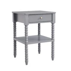 Aldwinke Dark Grey Bobbin 1 Drawer Side Table 16 Aldwinke Dark Grey Bobbin 1 Drawer Side Table -FINZ Furniture Shop BSD 097 DARKGREY WB2