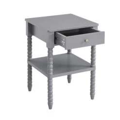 Aldwinke Dark Grey Bobbin 1 Drawer Side Table 17 Aldwinke Dark Grey Bobbin 1 Drawer Side Table -FINZ Furniture Shop BSD 097 DARKGREY WB3