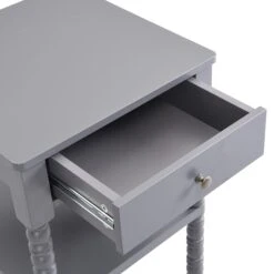 Aldwinke Dark Grey Bobbin 1 Drawer Side Table 20 Aldwinke Dark Grey Bobbin 1 Drawer Side Table -FINZ Furniture Shop BSD 097 DARKGREY detail1