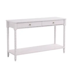 Aldwinke Beige Bobbin 2 Drawer Large Console Table -FINZ Furniture Shop BSD 098 BEIGE WB2