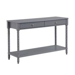 Aldwinke Dark Grey Bobbin 2 Drawer Large Console Table 15 Aldwinke Dark Grey Bobbin 2 Drawer Large Console Table -FINZ Furniture Shop BSD 098 DARKGREY WB2