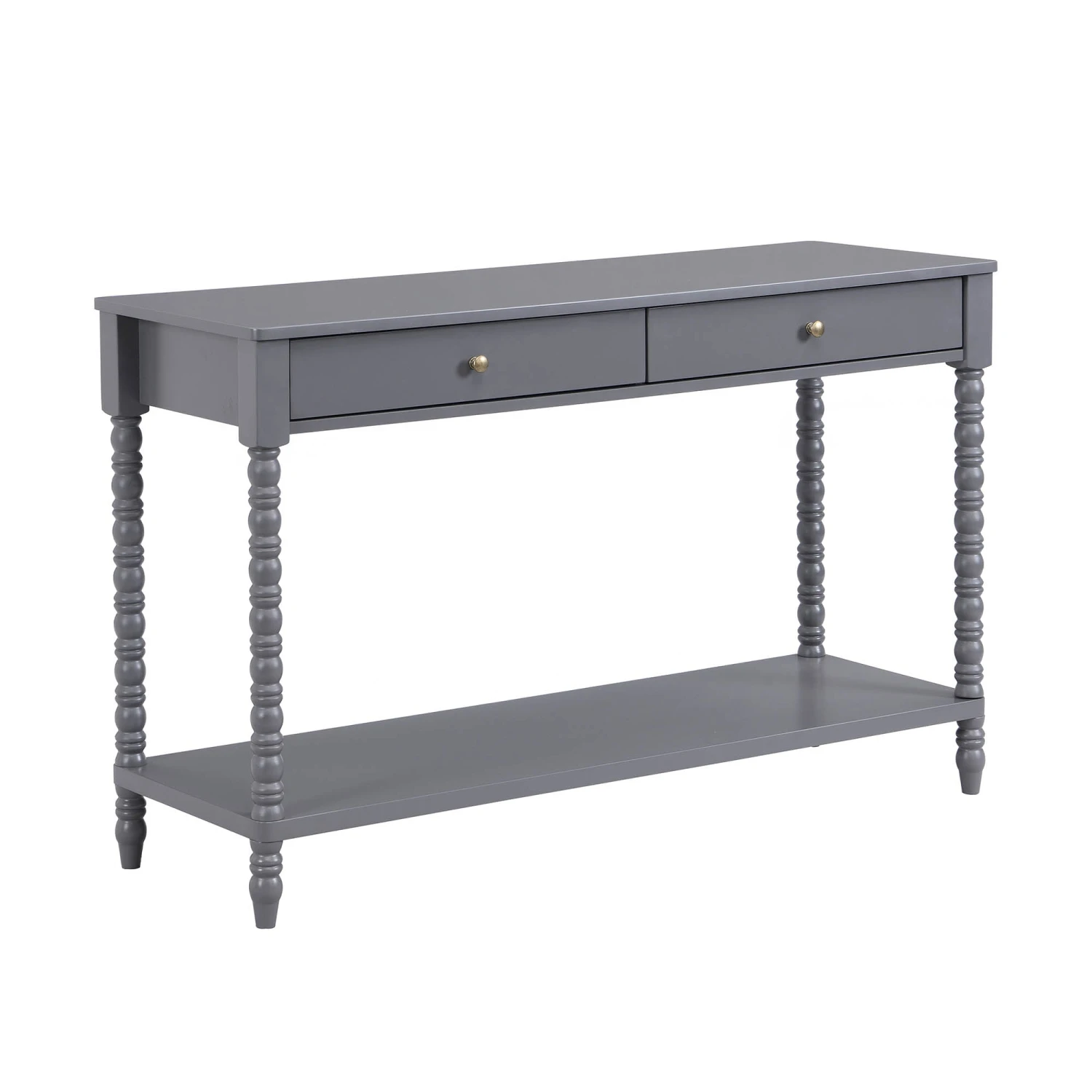 Aldwinke Dark Grey Bobbin 2 Drawer Large Console Table 6 Aldwinke Dark Grey Bobbin 2 Drawer Large Console Table - Image 4