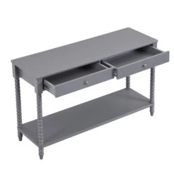 Aldwinke Dark Grey Bobbin 2 Drawer Large Console Table 17 Aldwinke Dark Grey Bobbin 2 Drawer Large Console Table -FINZ Furniture Shop BSD 098 DARKGREY WB3