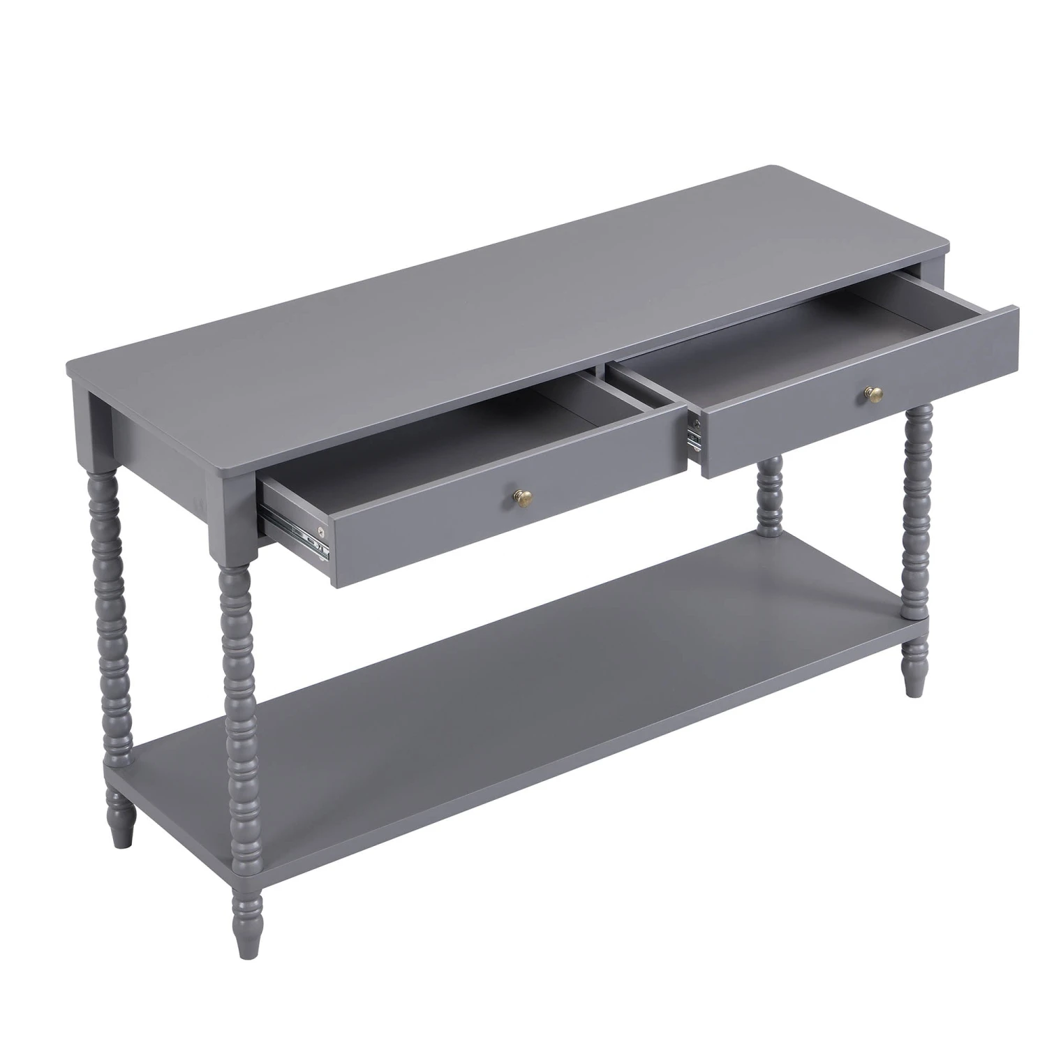 Aldwinke Dark Grey Bobbin 2 Drawer Large Console Table 8 Aldwinke Dark Grey Bobbin 2 Drawer Large Console Table - Image 6