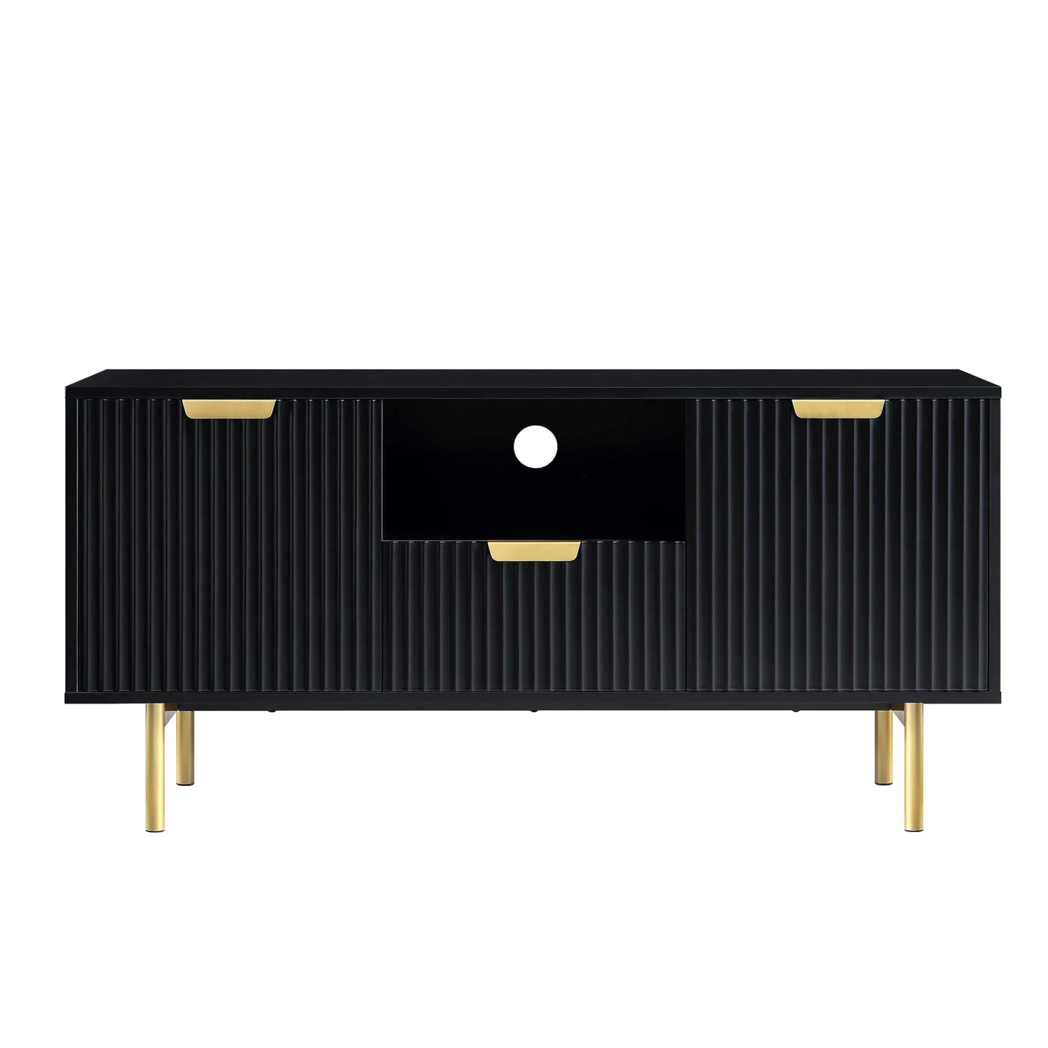 Richmond Ridged 120cm Wide TV Media Unit, Matte Black 5 Richmond Ridged 120cm Wide TV Media Unit, Matte Black - Image 3