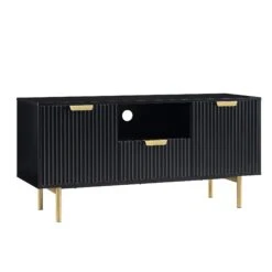 Richmond Ridged 120cm Wide TV Media Unit, Matte Black 17 Richmond Ridged 120cm Wide TV Media Unit, Matte Black -FINZ Furniture Shop BSD 106 BLACK WB2