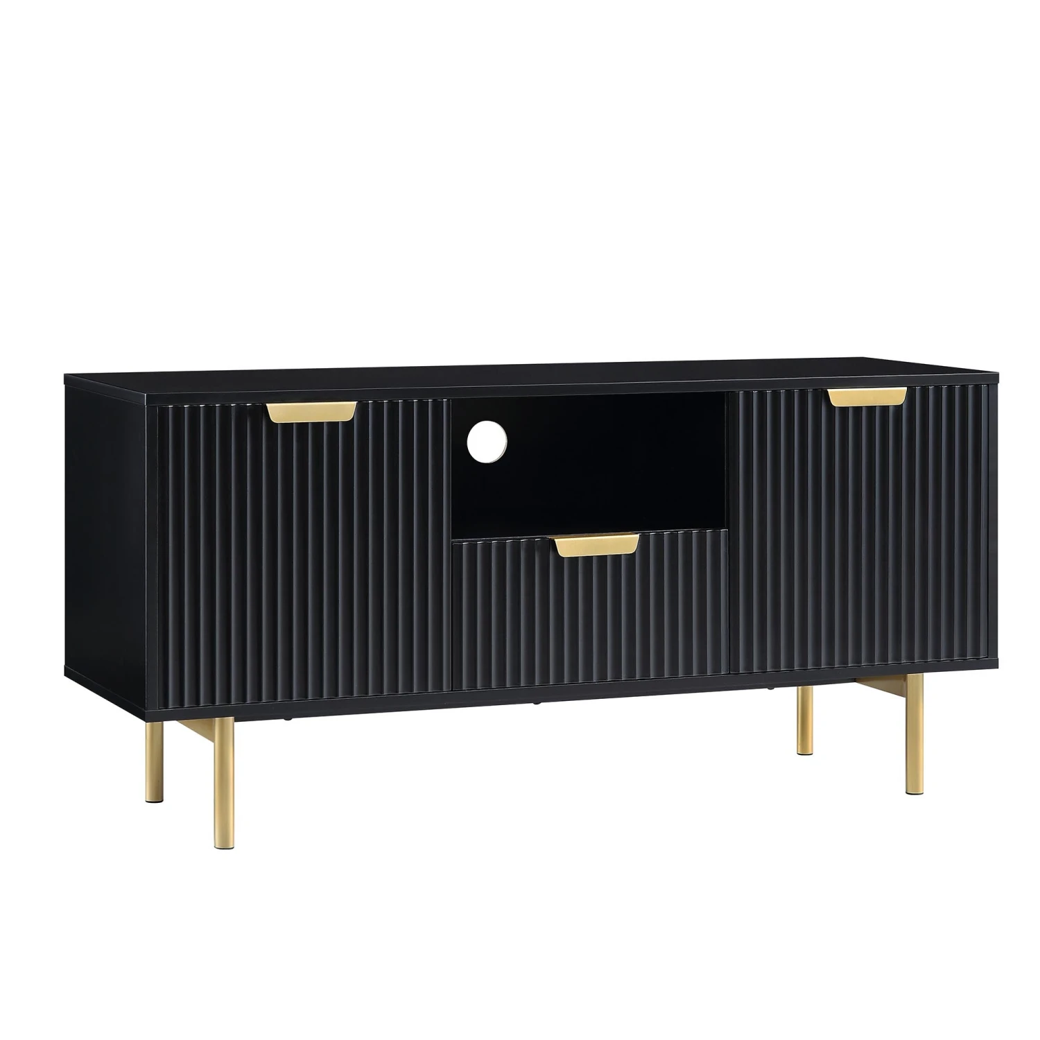 Richmond Ridged 120cm Wide TV Media Unit, Matte Black 6 Richmond Ridged 120cm Wide TV Media Unit, Matte Black - Image 4