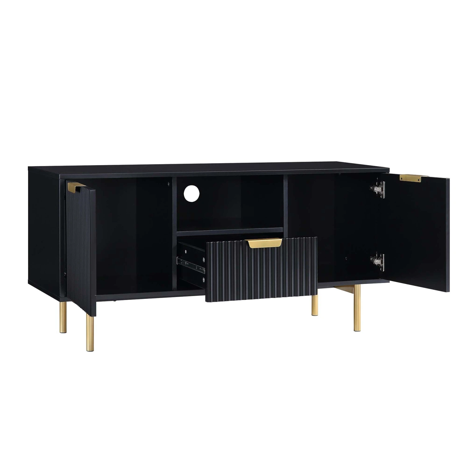 Richmond Ridged 120cm Wide TV Media Unit, Matte Black 8 Richmond Ridged 120cm Wide TV Media Unit, Matte Black - Image 6