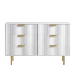Richmond Ridged Wide Chest Of 6 Drawers, Matte White 16 Richmond Ridged Wide Chest Of 6 Drawers, Matte White -FINZ Furniture Shop BSD 107 WHITE WB1