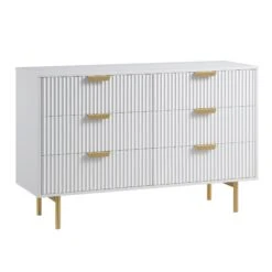 Richmond Ridged Wide Chest Of 6 Drawers, Matte White 17 Richmond Ridged Wide Chest Of 6 Drawers, Matte White -FINZ Furniture Shop BSD 107 WHITE WB2